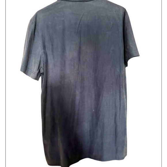 Anne Carson Navy Button Down Silk Shirt - Picture 2 of 3